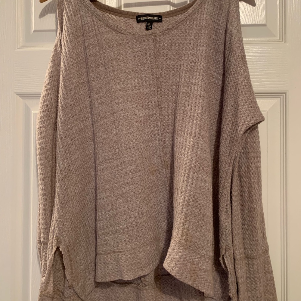 Tan long sleeve shirt, perfect for fall/night